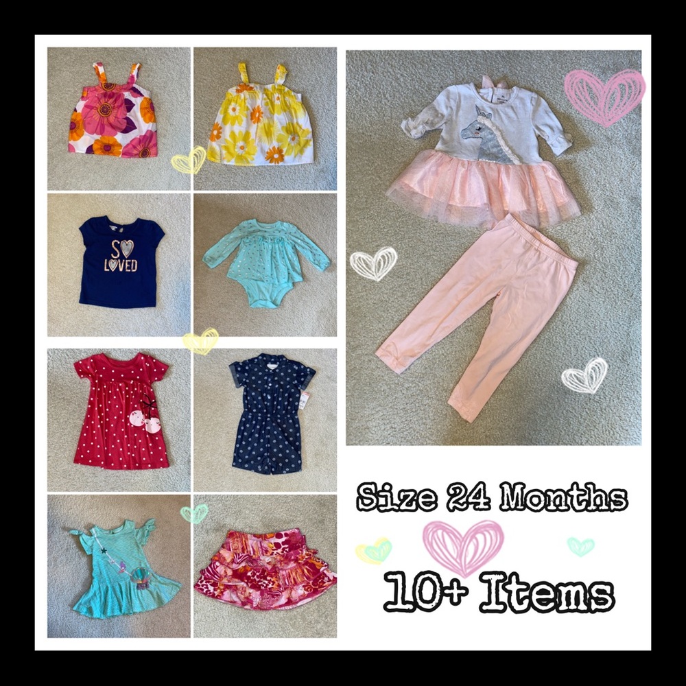 Girls Clothes Size 24 Months 10+ Item Bundle